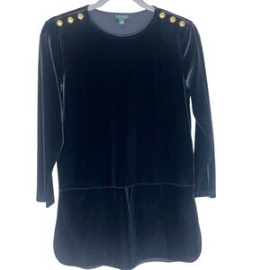 Ralph Lauren Black “Velvet”Long Pullover Top. NWOT